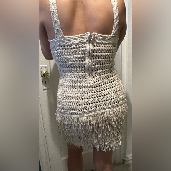 Cream Crochet Mini Dress - Picture 8 of 9